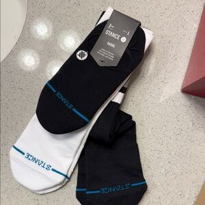 Stance Black and White Socks with Blue Highlights set of 3 Pairs